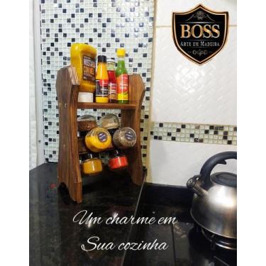 Imagem de Porta Temperos com supote para Condimentos - B0ss Arte em Madeira