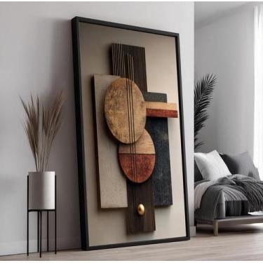 Imagem de Quadro com Moldura e Acrilico Cristal Vidro Escultura Madeira para Sal