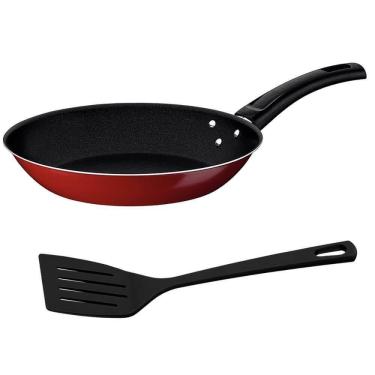 Imagem de Frigideira Tramontina Coimbra 22cm 1l Em Alum Antiaderente E Externo Vermelho Com Espátula 20205722
