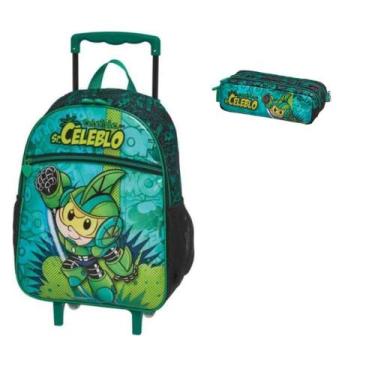 Imagem de Kit Mochila Grande Com Rodinha E Estojo Cebolinha Celeblo - Pacific