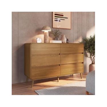 Imagem de Cômoda 6 Gavetas Curve Carvalho Xingu Completa Móveis