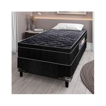 Imagem de Cama Box de Solteiro Portobel + Colchão de Solteiro Portobel Diplomata Orthopedic com Espuma D-45 65x88x188 cm - Preto