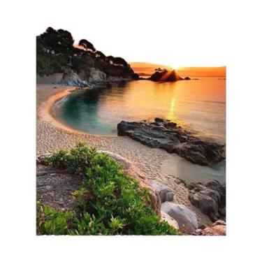 Imagem de Pintura Diamante 5D Paisagem Litorânea Ao Pôr Do Sol, Cobertura Total,