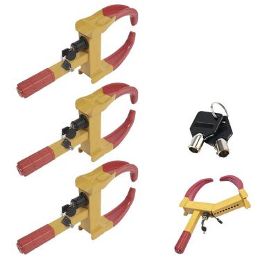 Imagem de Trava de Pneu Universal Kit 3 Uni Bloqueador De Roda Carro Moto Antifurto Seguranca Roubo Reboque Veiculo Auto