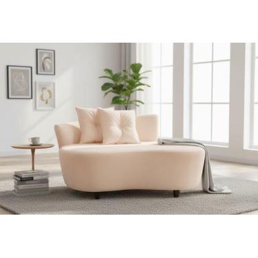 Imagem de Namoradeira Sofá Feijão Suria 150cm Orgânica Couro Bege - Mansão Decor