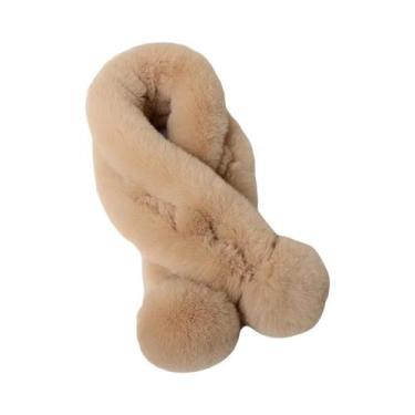 Imagem de Cachecol Feminino Grosso De Pelúcia Com Cruzamento, Gola Térmica De In