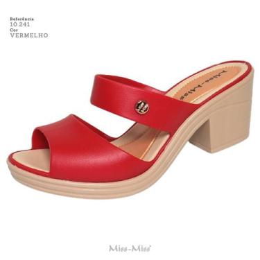 Imagem de Sandália Tamanco Basic Feminina Miss Miss ref 10241, 35, Vermelho