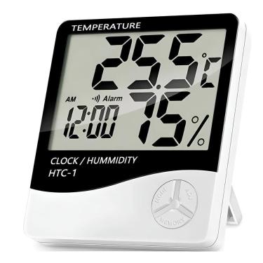 Imagem de Termômetro Higrômetro Digital Com Relógio – Monitoramento De Temperatura E Umidade