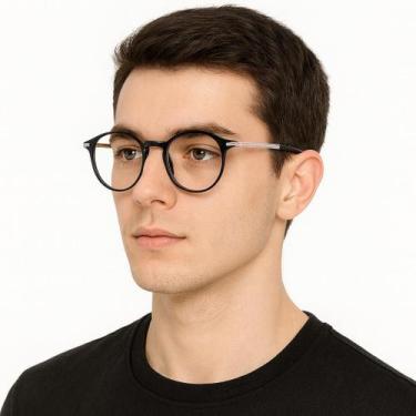 Imagem de Armação Óculos Grau Redonda Unissex Leve Moderna - VINKIN, Preto