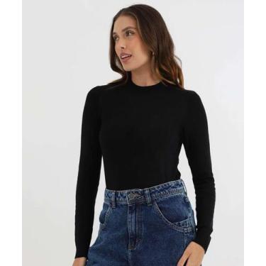 Imagem de Suéter Feminino Liso Gola Careca Marisa Preto-49875, Preto, M