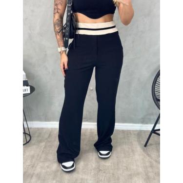 Imagem de Calça Pantalona Wide Leg Moletinho com Ziper Lateral - Genérica, Preto