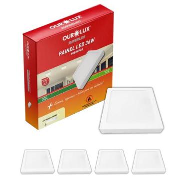 Imagem de 5 Painel Plafon Led Sobrepor Ourolux 36w Bivolt Cor da Luz Branco Quen