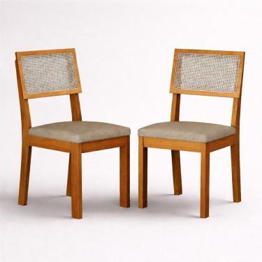 Imagem de Jogo 2 Cadeiras para Sala de Jantar Mdf Flora Cinamomo/Palha