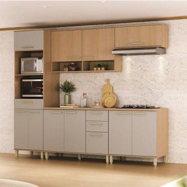 Imagem de Cozinha Compacta 100% Mdf 5 Pçs Duna Luciane Móveis Freijó-cinammon