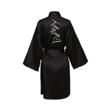 Imagem de Roupão De Seda Satinado Curto Para Mulheres, Estampa Sexy, Roupão De B