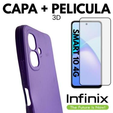 Imagem de Capinha + Película Vidro 3D Para Celular Infinix Smart 10 - DB, Roxo