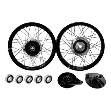 Imagem de Par Roda Alumínio Preto Viper Vpr Titan Fan 125 00 á 08 Inox