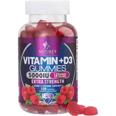 Imagem de Suplemento Gummy Nature's Nutrition Vitamina D3 5000 UI-Unissex
