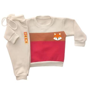 Imagem de Conjunto Moletom Infantil Bebê Unissex Peluciado Roupa Inverno Flanela