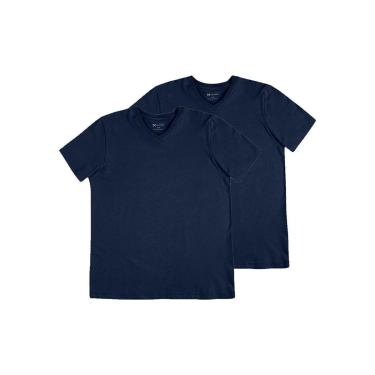 Imagem de Kit com 2 Camisetas Masculina Hering 022b Azul Marinho-Masculino