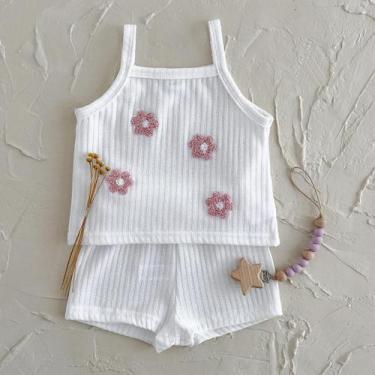 Imagem de Conjunto De Verão Para Bebês Com Top De Alças E Shorts Casuais Em Cor 