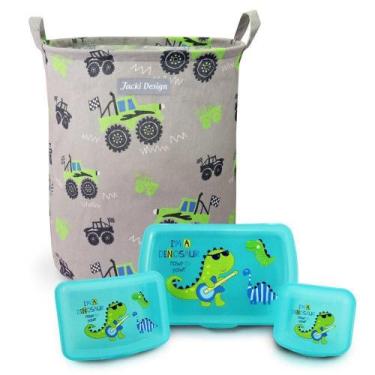 Imagem de Kit Cesto Organizador Infantil 43,3l + Conjunto De Potes Organizadores