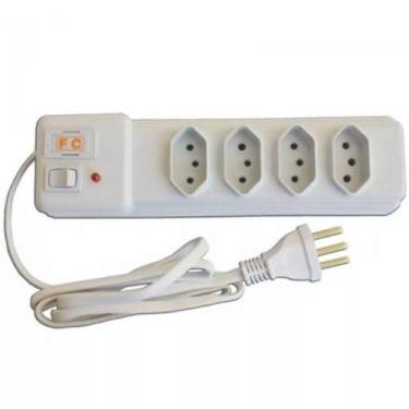 Imagem de Filtro de linha com 4 tomadas bivolt automático branco - Produto Nacio