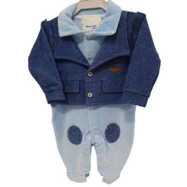 Imagem de Macacão Longo Bebê Menino Inverno Chuquinha Baby Ref 7206, Azul bebê, 