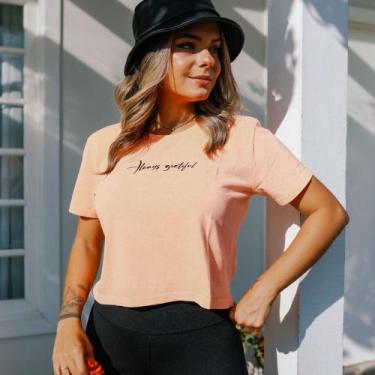 Imagem de Cropped Estonado Laranja Neon Always Grateful, P