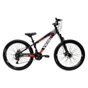 Imagem de Bicicleta Aro 26 Bike Vikingx Freeride Freio a Disco , Roxo, Laranja, 