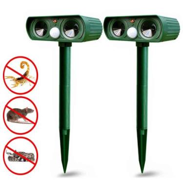 Imagem de Repelente Solar Ultrassônico Kit 2 Uni Escorpião Pragas Jardim Pombos 