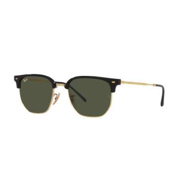 Imagem de Óculos de Sol New Clubmaster Polido Preto sobre Ouro Ray-Ban