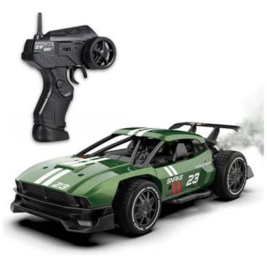 Imagem de Carrinho Controle Remoto Solta Fumaça Recarregável Brinquedo Cor:Verde
