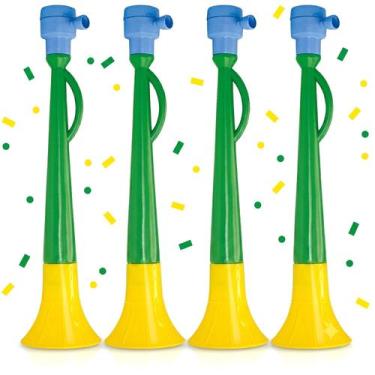 Imagem de Kit 4 Corneta Buzina Longa Torcedor Brasil Copa Do Mundo Brasil N6 - L