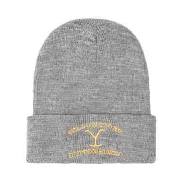 Imagem de Gorro De Malha Vintage Amarelo Com Logo Dutton Ranch Para Mulheres E H