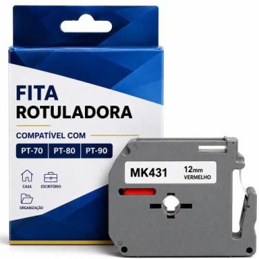 Imagem de Fita para Rotulador MK431 MK431 12mm x 8m Preto no Vermelho Compatível