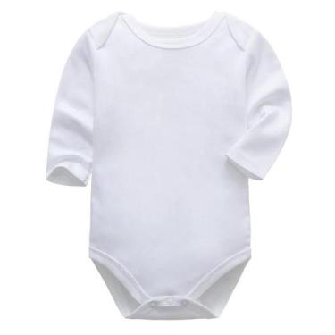 Imagem de Pijamas De Algodão Branco Unissex Para Bebês Recém-Nascidos Com Zíper 