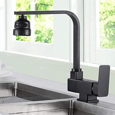 Imagem de Pkfinrd Torneiras de cozinha para janela interna, torneira para pia de cozinha quente e fria, abertura para janela de latão, rotação de 360°, orifício único, 3 modos, torneira para pia de cozinha