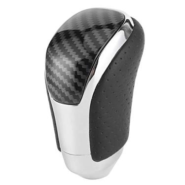 Imagem de Mudança ergonômica, botão de mudança de marcha de couro artificial, mudança de marcha, trabalho com coroa/Alphard/Vellfire 2015-2019 para(Padrão de fibra de carbono de buraco negro (C652))