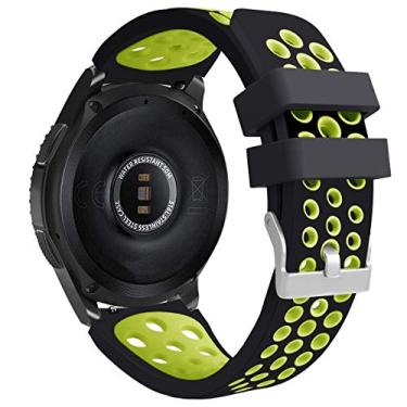 Imagem de Pulseira 22mm Esportiva compatível com Samsung Galaxy Watch 3 45mm - Galaxy Watch1 46mm - Gear S3 Frontier - Amazfit GTR 47mm - Amazfit GTR 2 - Amazfit GTR 3 PRO - Marca LTIMPORTS (Preto/Verde)