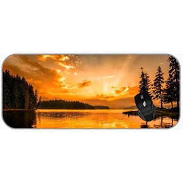 Imagem de Mouse pad grande profissional 2GG Earth Lake Sky Sunset Tree Long Extended Mousepad Mesa
