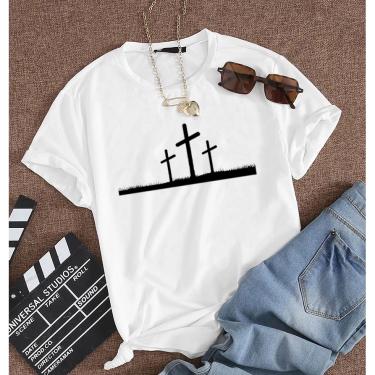 Imagem de Camiseta feminina santa cruz jesus cristo Blusa Algodao
