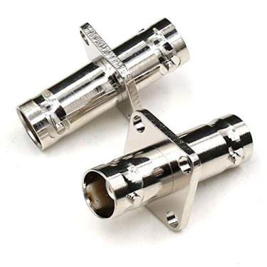 Imagem de Adaptador de flange BNC, adaptador fêmea para fêmea ANHAN BNC com 4 orifícios de montagem do painel BNC conector coaxial RF reto, 2 pacotes