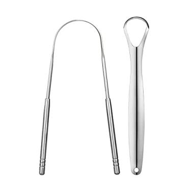 Imagem de Hlily 3 Peças Limpador De Língua Com Estojo Prático Para Viagem Raspador De Língua De Aço Inoxidável Escova De Metal Kit Dental Cuidados Bucais Ferramenta Dental Adulto