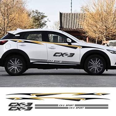Imagem de MVMTVT 2 pçs adesivo lateral de carro para Mazda CX-3 Auto Racing Sport Stripe decalques à prova d'água estilo vinil decoração ajuste acessórios de carro