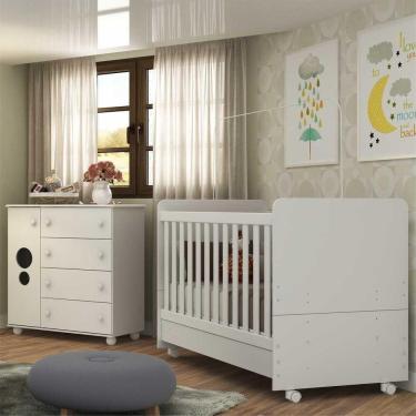 Imagem de Quarto Infantil com Berço e Cômoda Pimpolho Multimóveis Branco