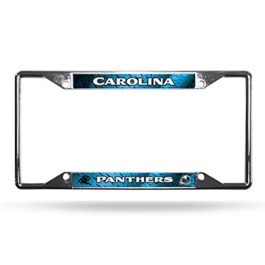 Imagem de Moldura cromada para placa de licença NFL Rico Industries Easy View, Carolina Panthers