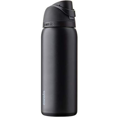 Imagem de Owala Garrafa de água de aço inoxidável isolada FreeSip com tampa de botão de bloqueio, 950 ml, Very, Very Dark