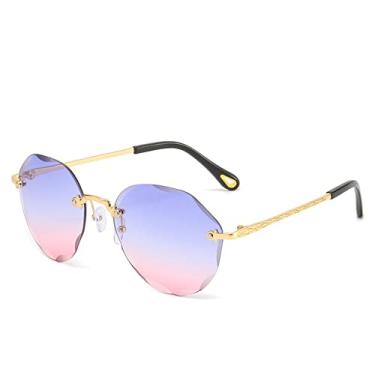 Imagem de Designer de moda feminina óculos polarizados sem aro oceano óculos de sol gradiente vintage armação irregular óculos de sol para mulheres, 1, china