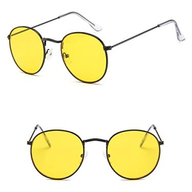 Imagem de Óculos de Sol Retro Oval Feminino/Homem Designer Vintage Pequeno Preto Vermelho Amarelo Óculos de Sol Óculos de Sol, C4, Liga